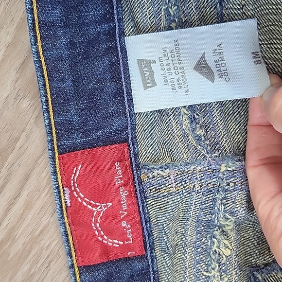 Levi's Denim Vintage Flare Dark Blue Jeans Retro Bellbottom Modern Fit Boho 8 M - Picture 7 of 11